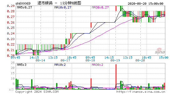 600069退市银鸽十五分K线