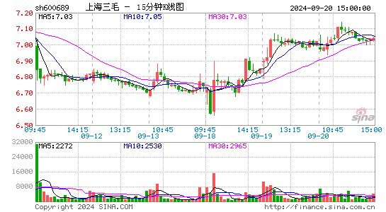 600689上海三毛十五分K线