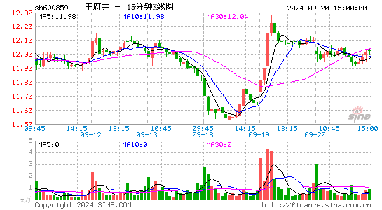 600859王府井十五分K线