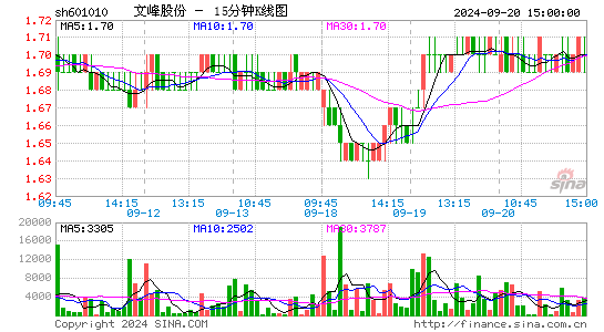 601010文峰股份十五分K线