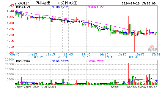 603117ST万林十五分K线