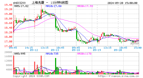 603200上海洗霸十五分K线