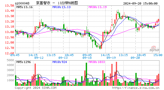 000048京基智农十五分K线