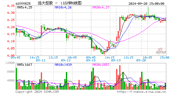 000626远大控股十五分K线
