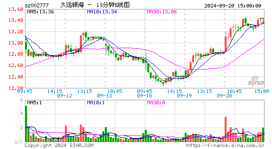 002777久远银海十五分K线