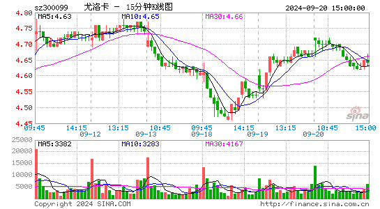300099精准信息十五分K线