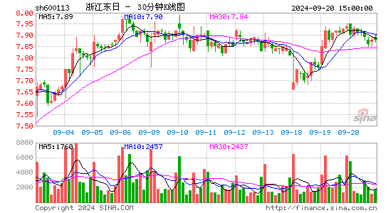 600113浙江东日三十分钟K线