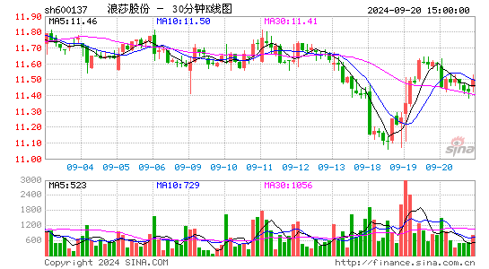 600137浪莎股份三十分钟K线