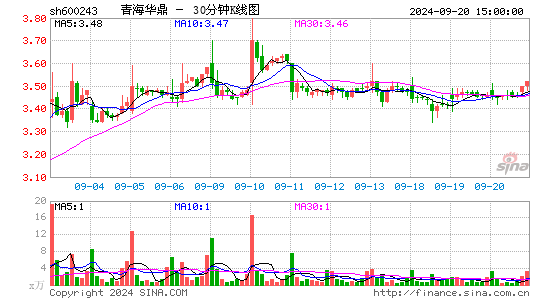 600243青海华鼎三十分钟K线