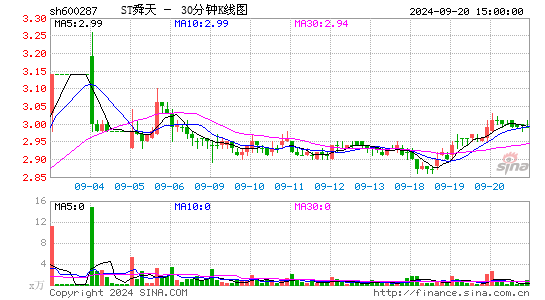 600287江苏舜天三十分钟K线
