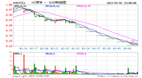 600311*ST荣华三十分钟K线