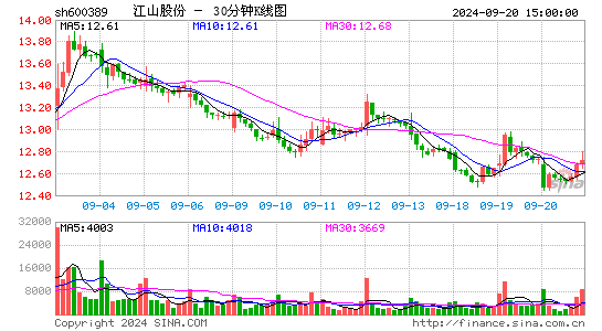 600389江山股份三十分钟K线