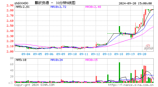 600490鹏欣资源三十分钟K线