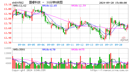 600562国睿科技三十分钟K线