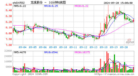 600592龙溪股份三十分钟K线