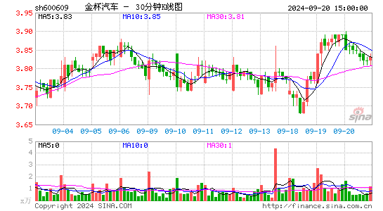 600609金杯汽车三十分钟K线