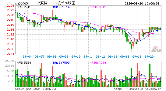 600654*ST中安三十分钟K线