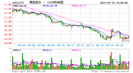 601233桐昆股份三十分钟K线