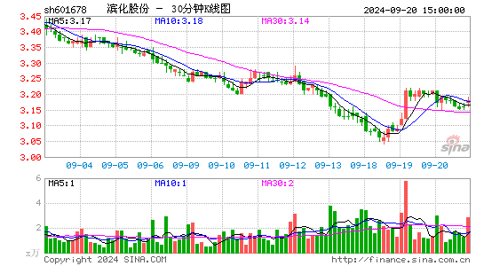 601678滨化股份三十分钟K线