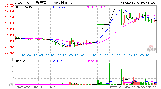 603016新宏泰三十分钟K线