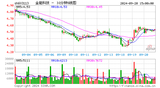 603113金能科技三十分钟K线