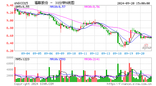 603315福鞍股份三十分钟K线
