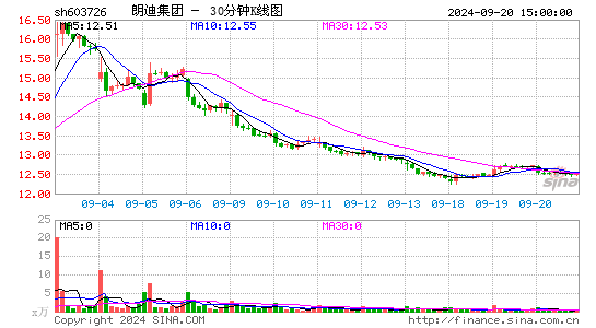 603726朗迪集团三十分钟K线