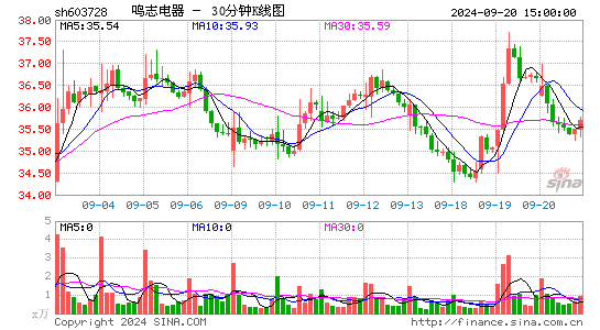 603728鸣志电器三十分钟K线