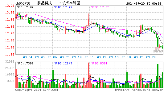 603738泰晶科技三十分钟K线