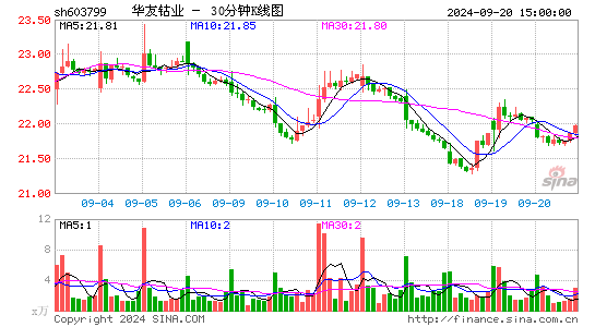 603799华友钴业三十分钟K线
