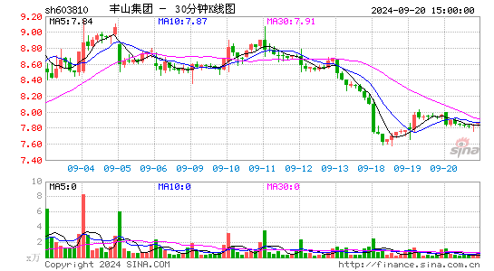 603810丰山集团三十分钟K线