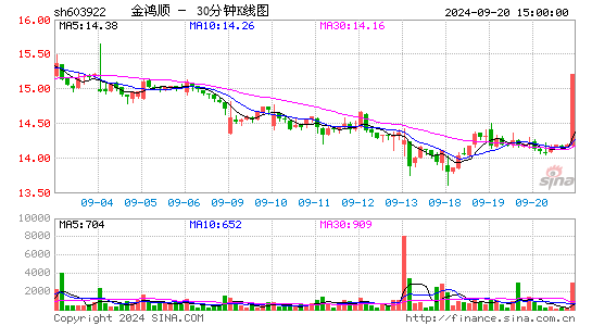 603922金鸿顺三十分钟K线
