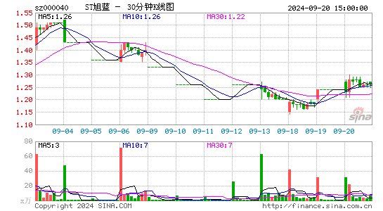 000040东旭蓝天三十分钟K线