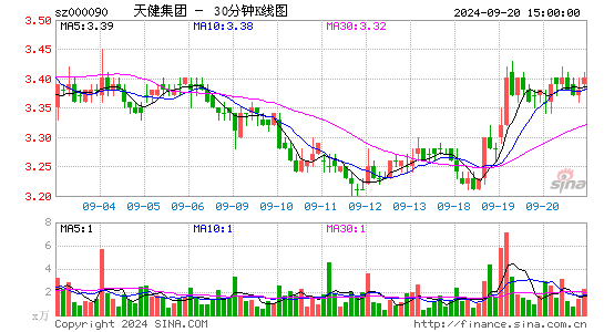 000090天健集团三十分钟K线