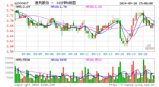 000407胜利股份三十分钟K线