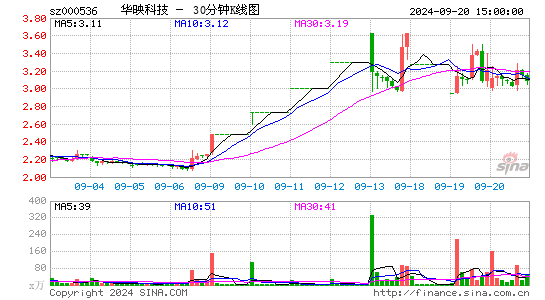 000536华映科技三十分钟K线