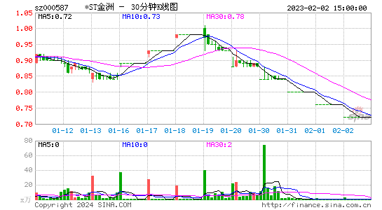 000587*ST金洲三十分钟K线