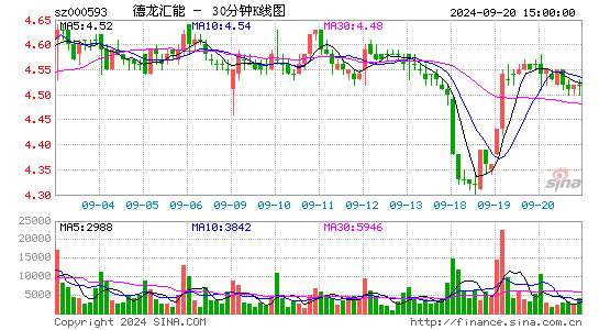 000593德龙汇能三十分钟K线