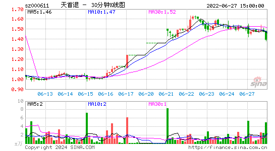 000611天首退三十分钟K线