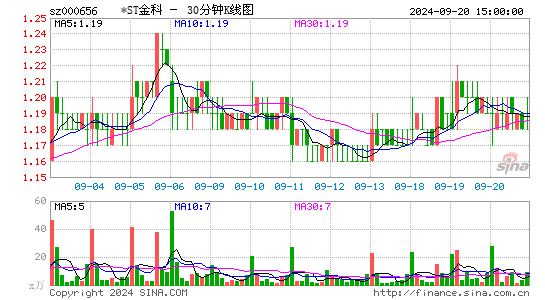 000656金科股份三十分钟K线