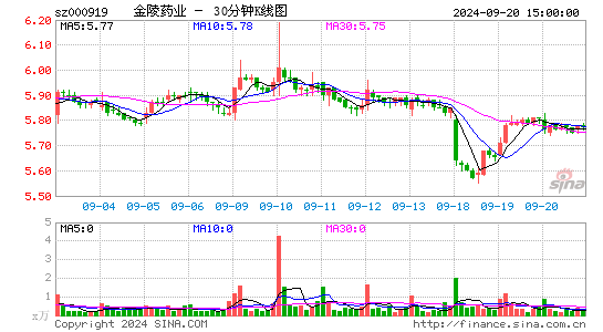 000919金陵药业三十分钟K线