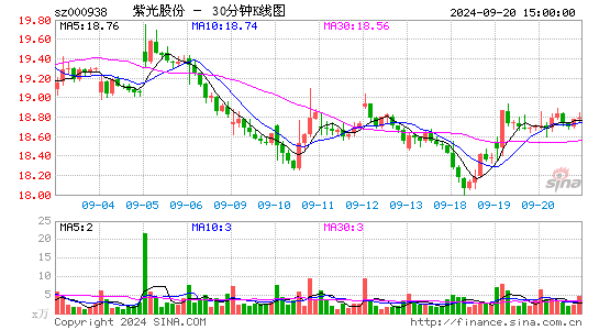 000938紫光股份三十分钟K线