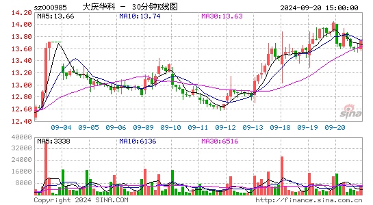 000985大庆华科三十分钟K线