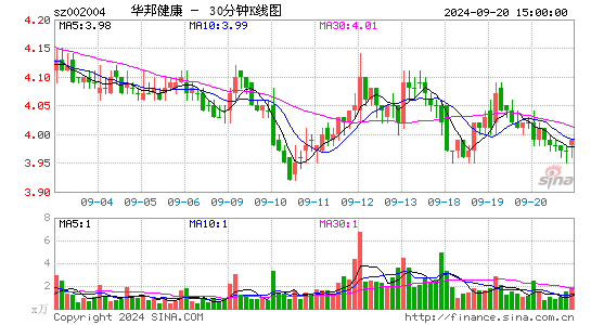 002004华邦健康三十分钟K线