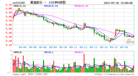 002068黑猫股份三十分钟K线