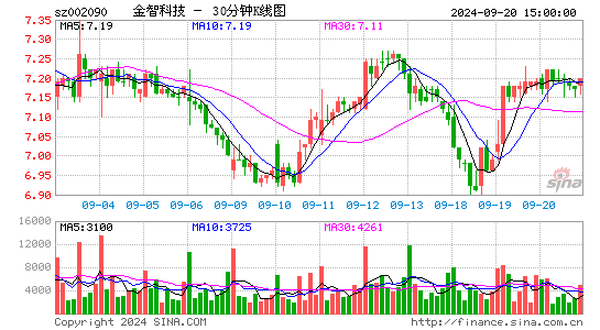 002090金智科技三十分钟K线