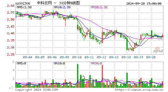 002306中科云网三十分钟K线
