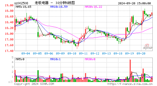 002508老板电器三十分钟K线