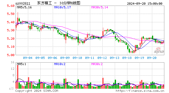 002611东方精工三十分钟K线
