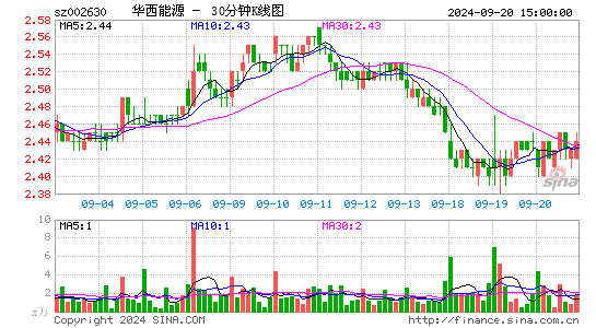 002630华西能源三十分钟K线